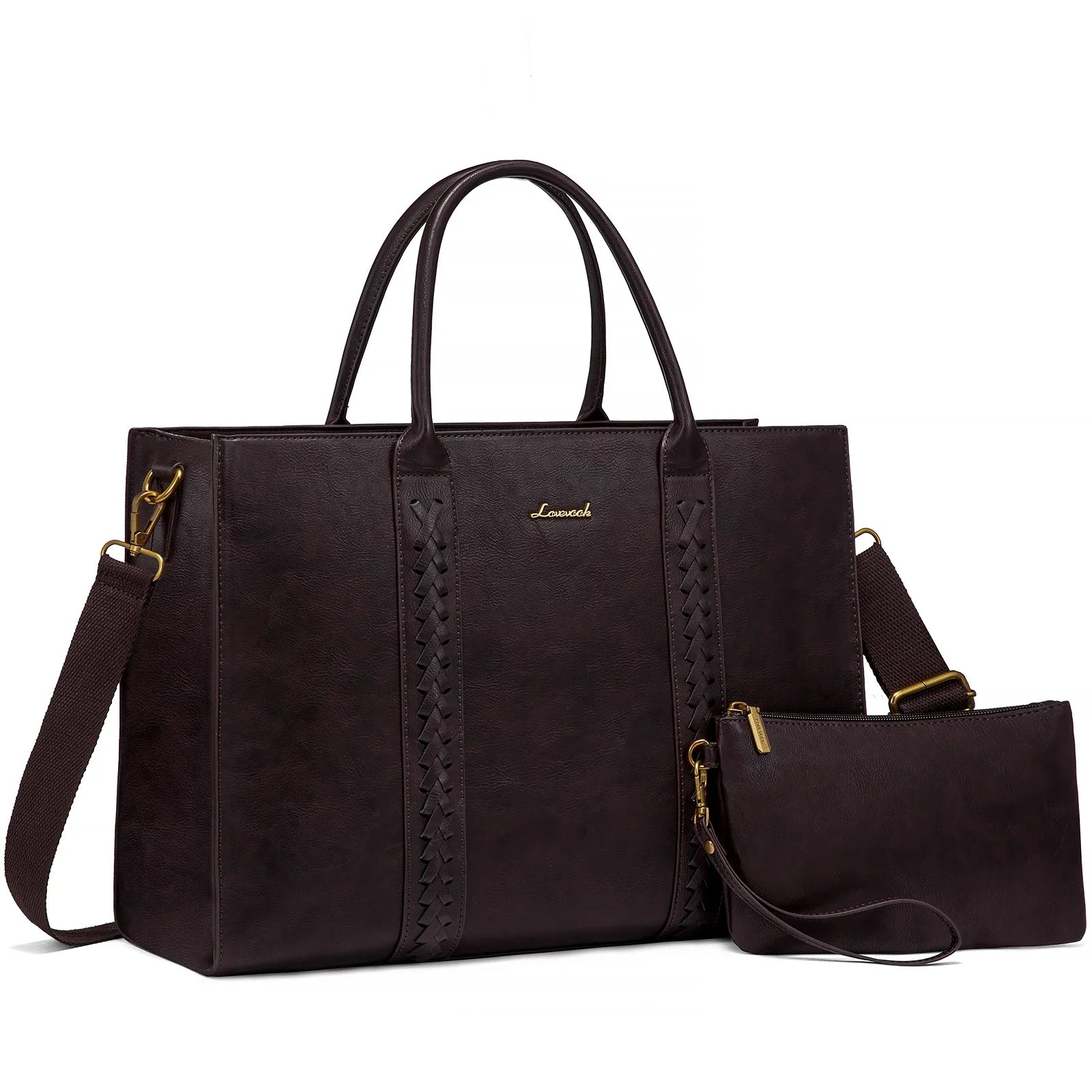 KTX-377747 Vintage Leather Laptop Tote Bag for 15.6-inch Laptops - Waterproof Business Briefcase for Women