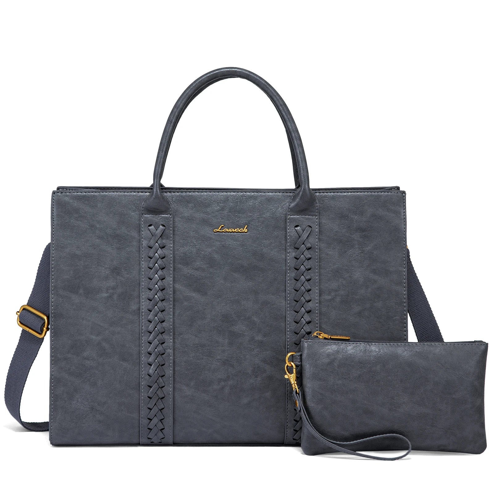 KTX-377747 Vintage Leather Laptop Tote Bag for 15.6-inch Laptops - Waterproof Business Briefcase for Women