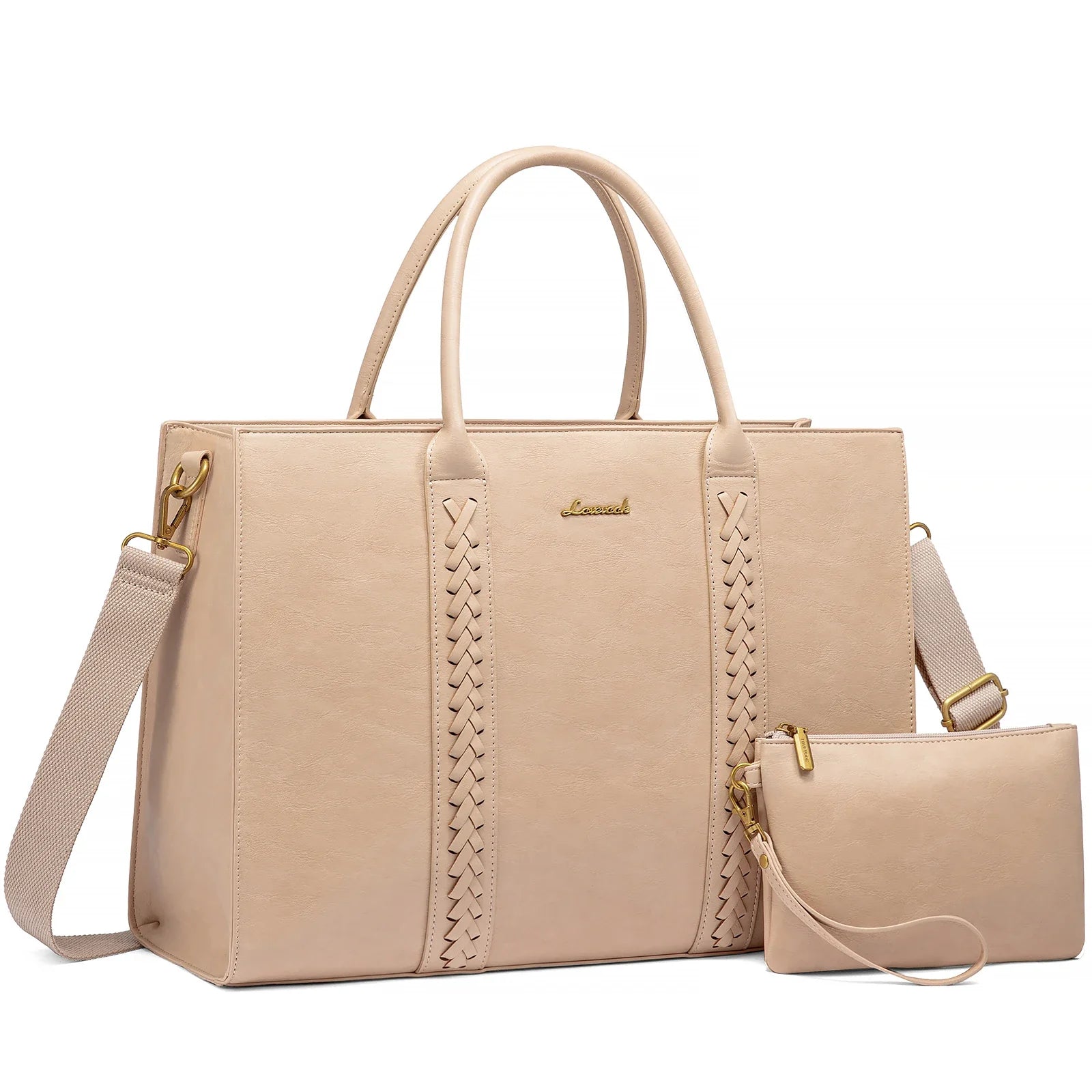 KTX-377747 Vintage Leather Laptop Tote Bag for 15.6-inch Laptops - Waterproof Business Briefcase for Women