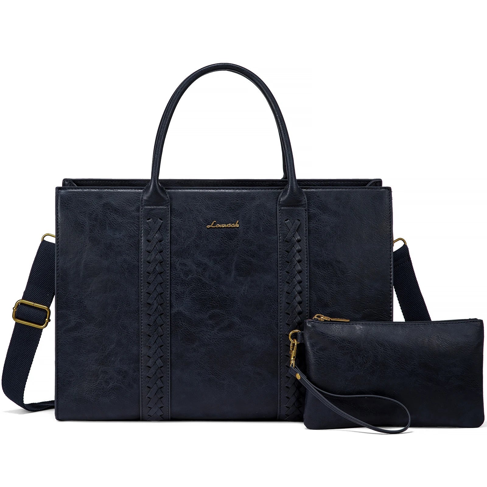 KTX-377747 Vintage Leather Laptop Tote Bag for 15.6-inch Laptops - Waterproof Business Briefcase for Women