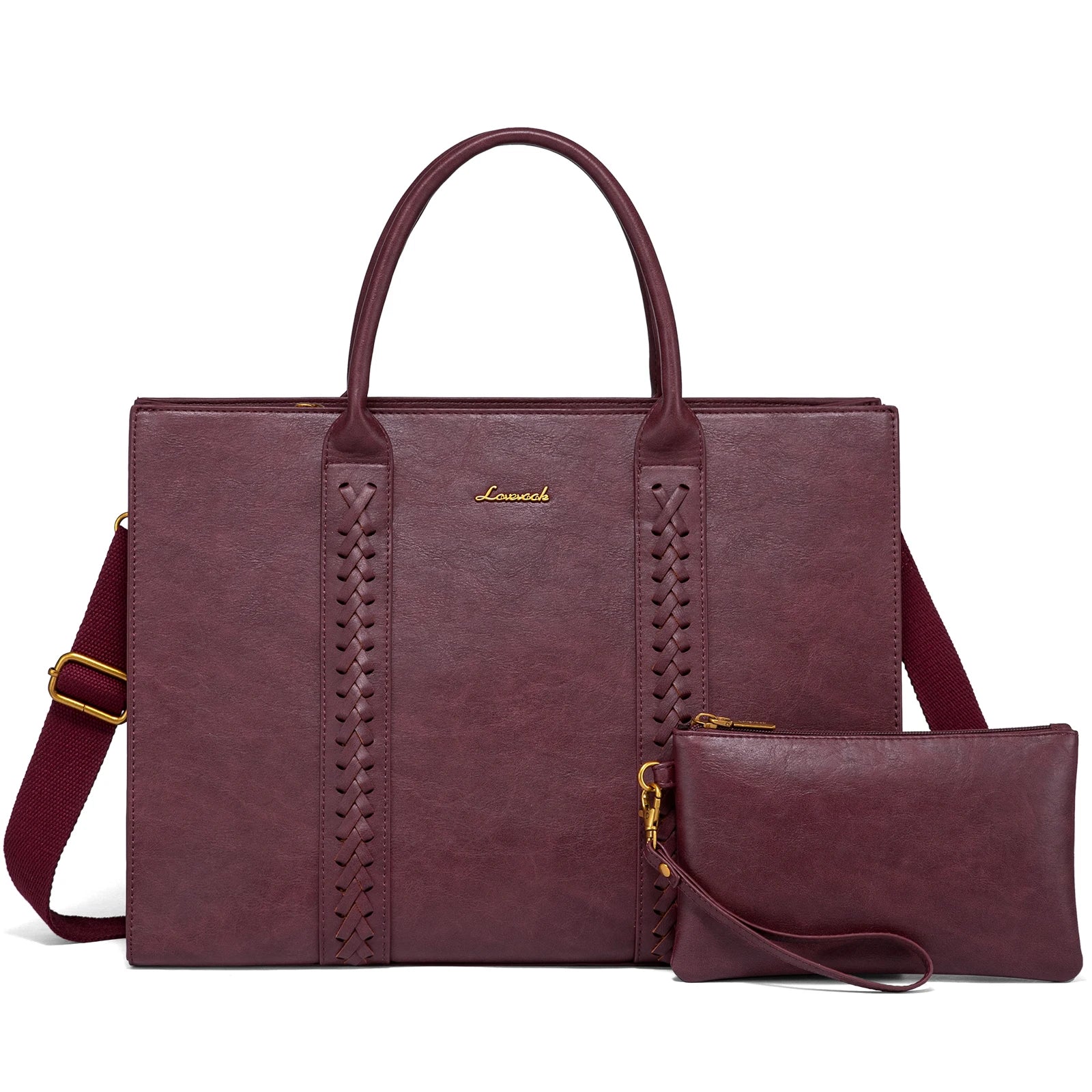 KTX-377747 Vintage Leather Laptop Tote Bag for 15.6-inch Laptops - Waterproof Business Briefcase for Women