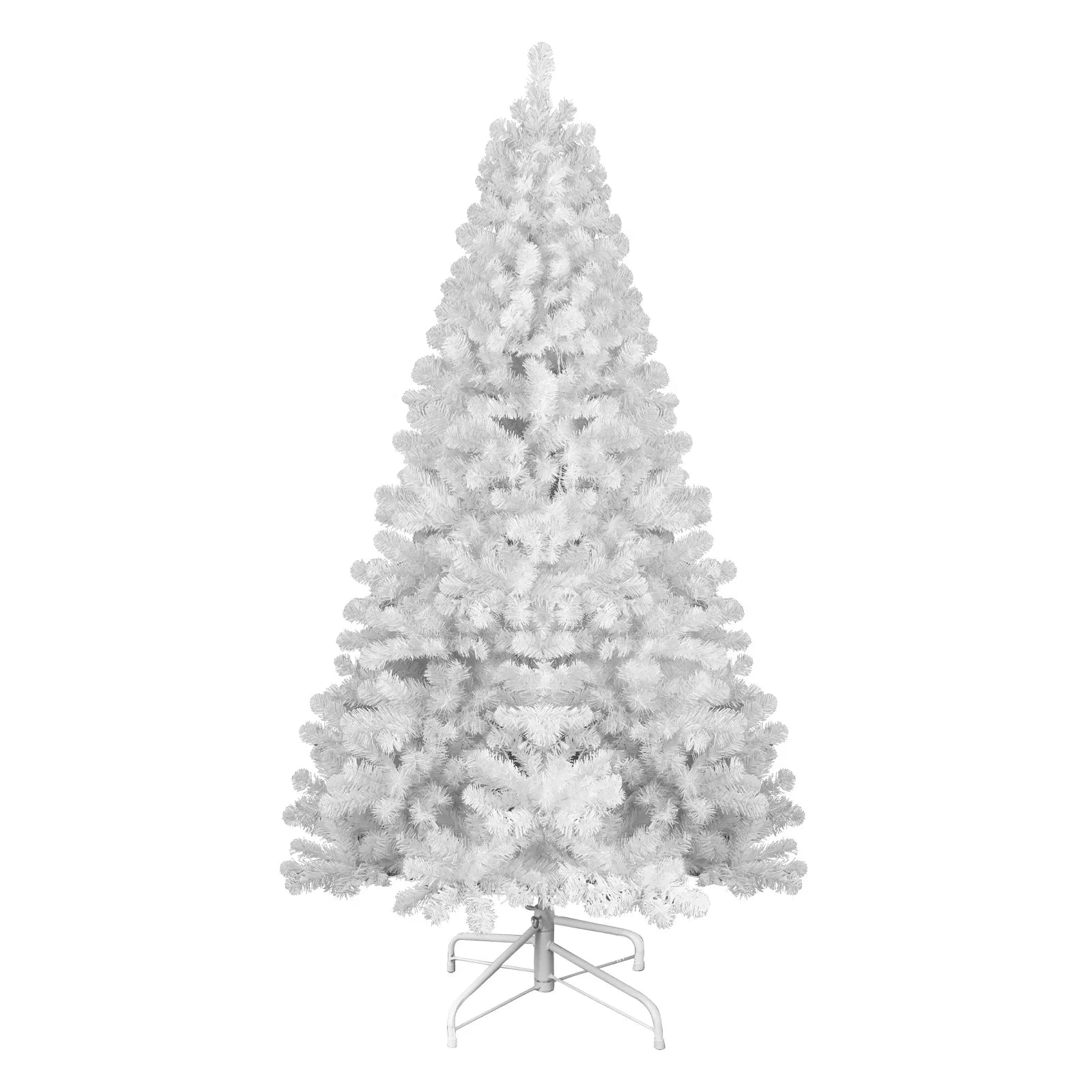 KTX-377811 Hinged 7.5ft White PVC Christmas Tree with 48-inch Diameter for Indoor Decor
