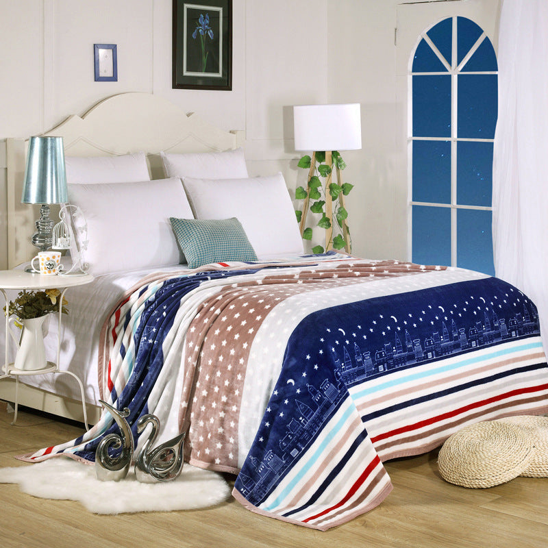 KTX-379347 Thickened Coral Fleece Blanket in Modern Plant and Flower Patterns