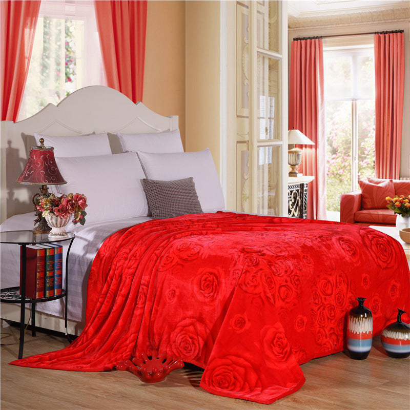 KTX-379347 Thickened Coral Fleece Blanket in Modern Plant and Flower Patterns