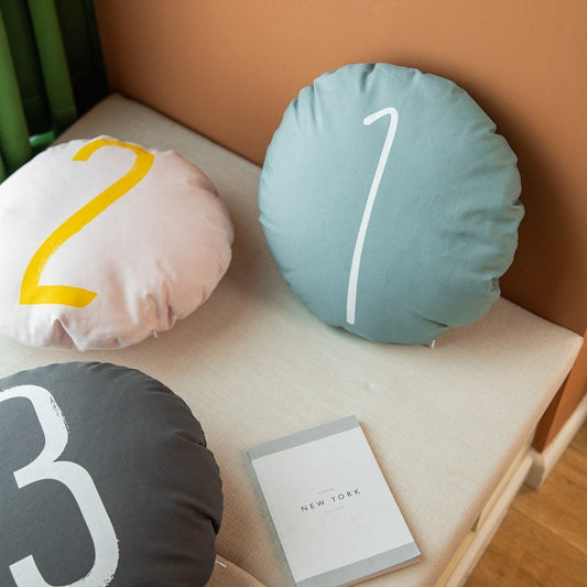 KTX-379411 Cotton Canvas Round Pillow Cushion with PP Cotton Filling - Modern Style in Multiple Colors