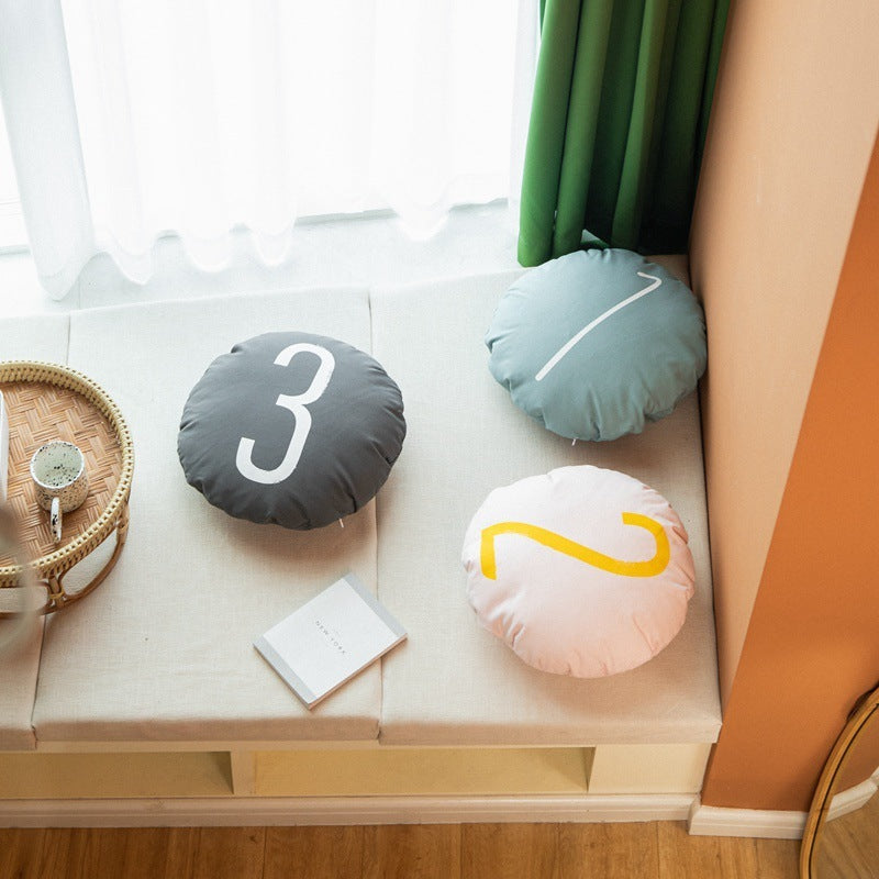 KTX-379411 Cotton Canvas Round Pillow Cushion with PP Cotton Filling - Modern Style in Multiple Colors