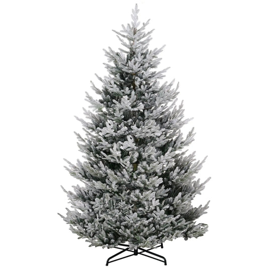 KTX-380115 9 FT Flocked Hinged Christmas Tree with 1939 Tips and Auto Open Green Steel Base