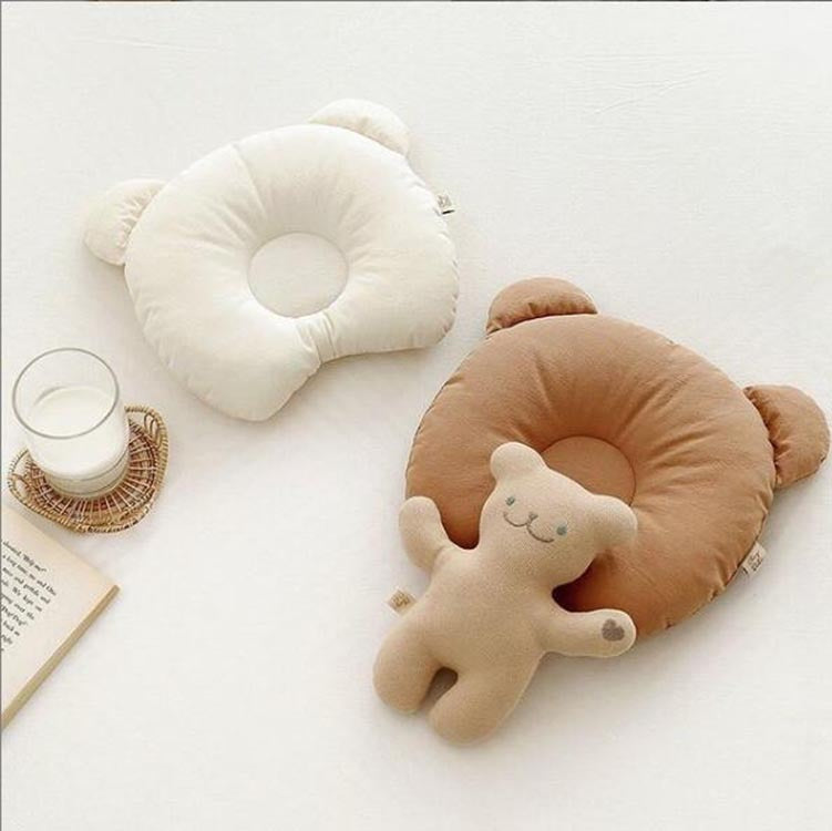KTX-380499 Baby Bear Ear Pillow for Infants – Breathable Cotton Headrest for Correct Head Shape