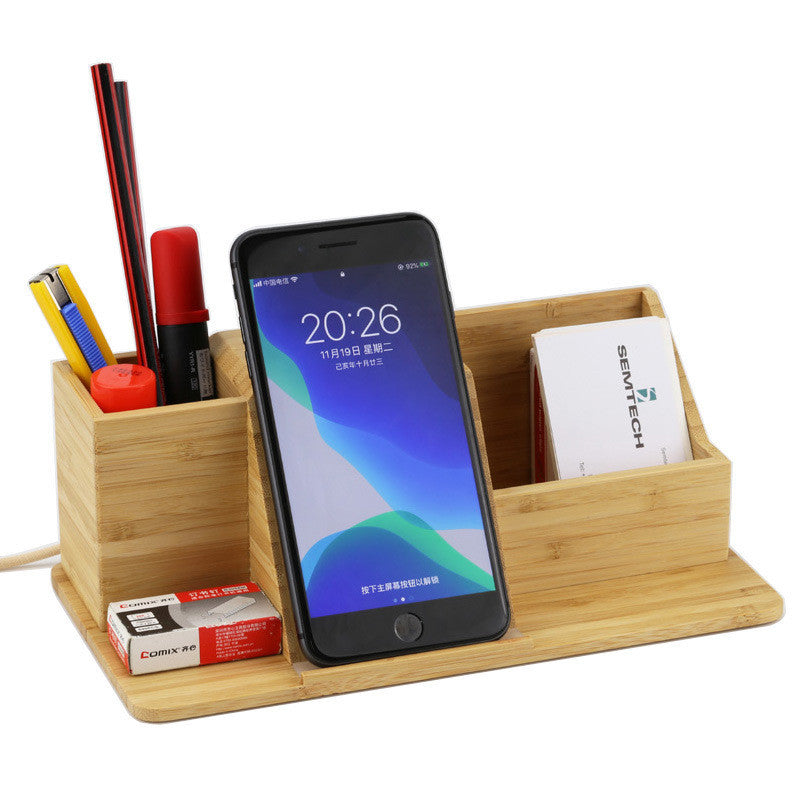 KTX-380563 Wireless Charging Pen Holder in Simple Style - Phoebe Material, Multi-functional Desk Organizer