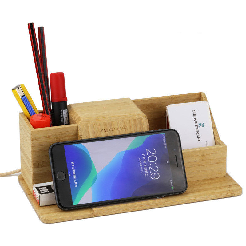 KTX-380563 Wireless Charging Pen Holder in Simple Style - Phoebe Material, Multi-functional Desk Organizer