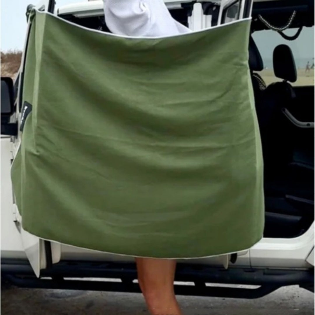 KTX-381075 Solid Color Magnetic Shower Bath Towel - Dark Green, White, Black, 76x190 cm