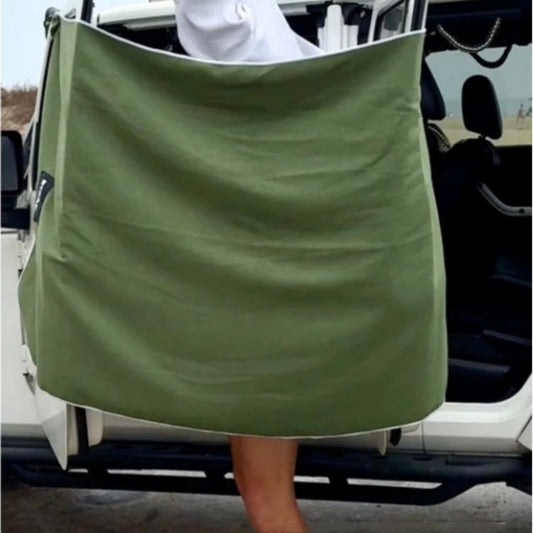 KTX-381075 Solid Color Magnetic Shower Bath Towel - Dark Green, White, Black, 76x190 cm