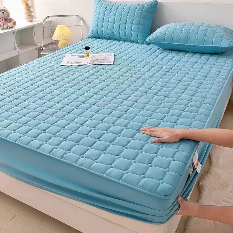 KTX-381459 Thick Dustproof Non-slip Quilted Fitted Sheet for All Seasons - Multiple Sizes Available