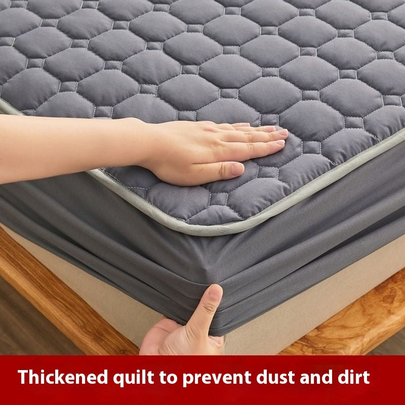 KTX-381459 Thick Dustproof Non-slip Quilted Fitted Sheet for All Seasons - Multiple Sizes Available
