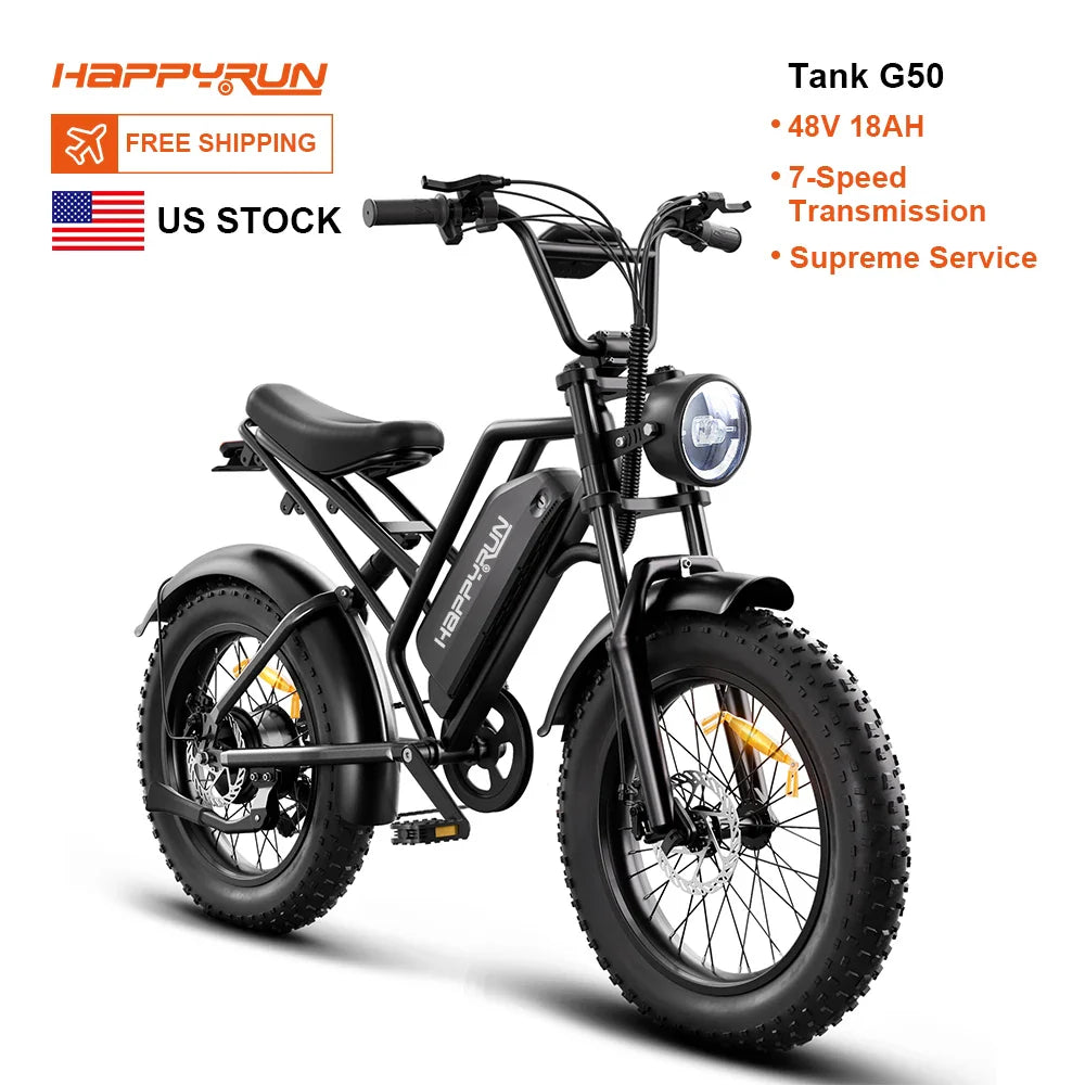KTX-381587 Electric City Cargo Bike, HappyRun Tank G50, 48V, Max Speed 40-60 km/h, US Stock