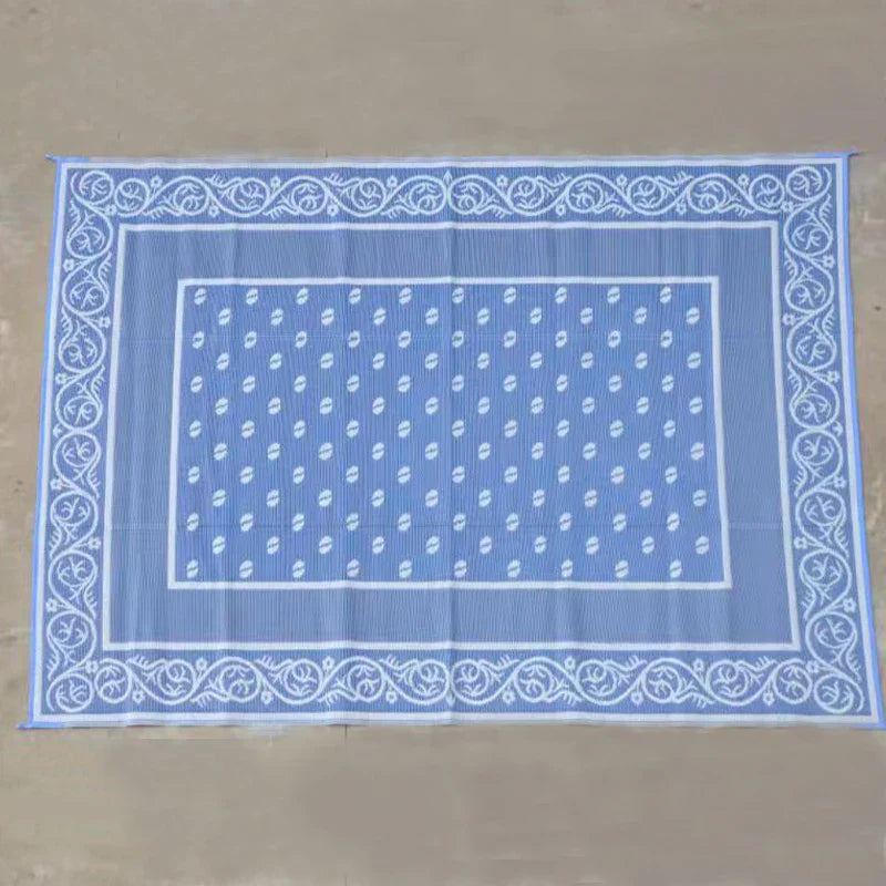 KTX-382163 Black and White Polypropylene RV Mat for Indoor and Outdoor Use