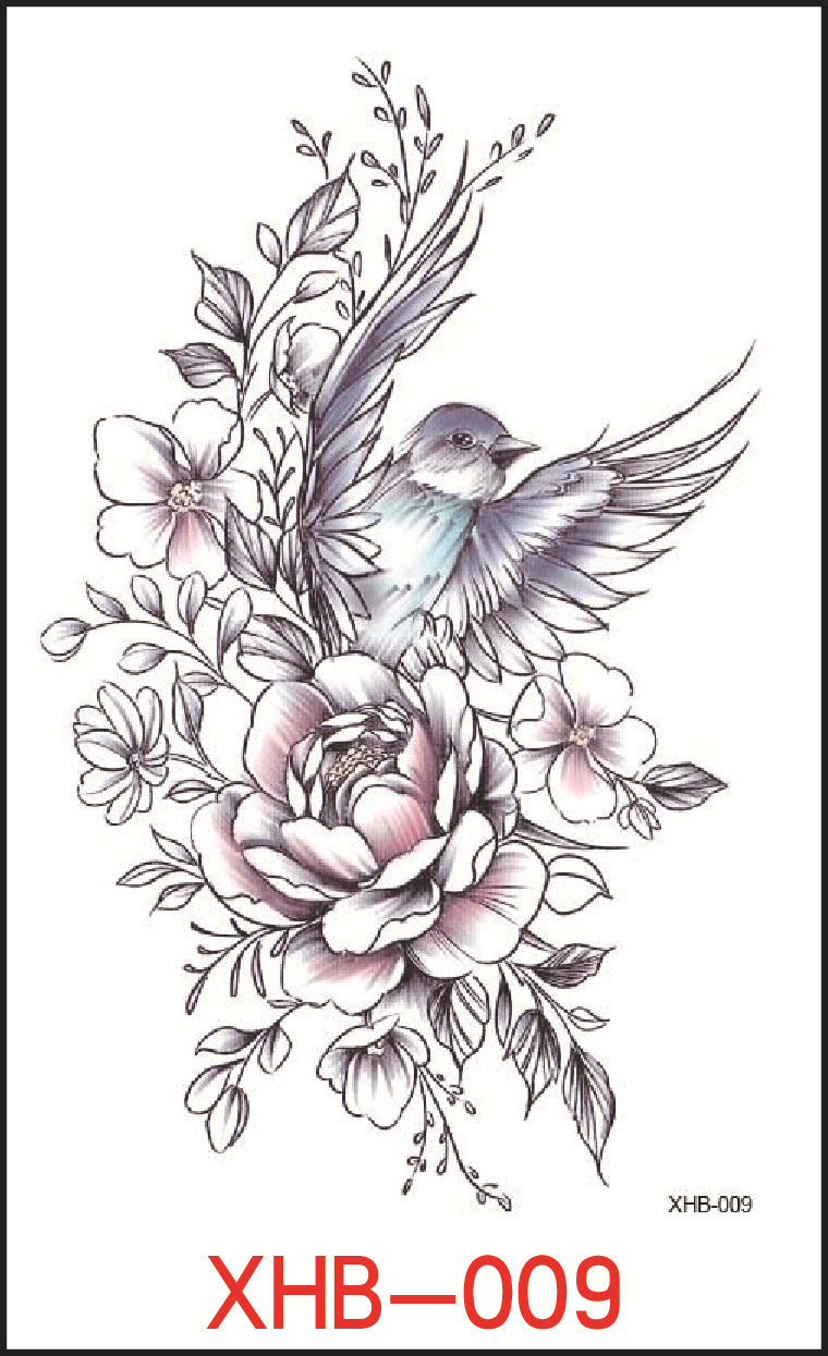 KTX-382739 Floral Geometry Water Transfer Tattoo Stickers for Unique Body Art