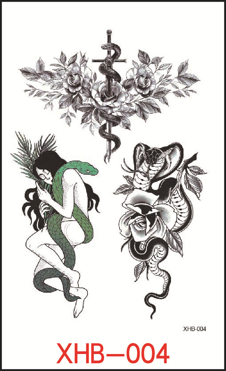 KTX-382739 Floral Geometry Water Transfer Tattoo Stickers for Unique Body Art