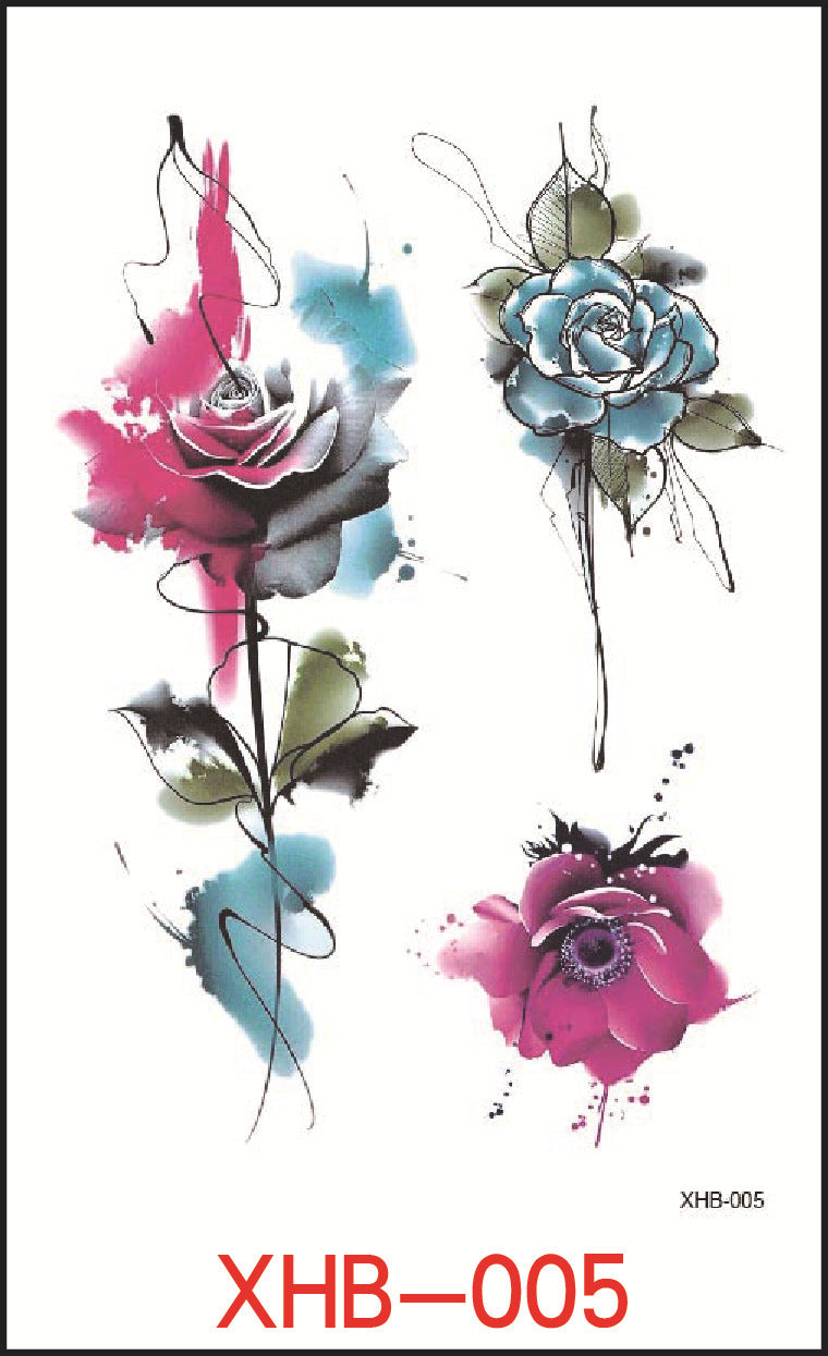 KTX-382739 Floral Geometry Water Transfer Tattoo Stickers for Unique Body Art