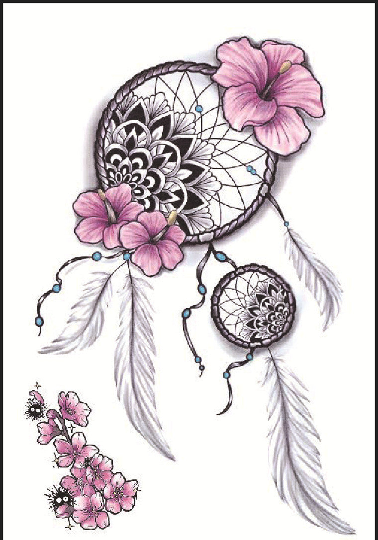 KTX-382739 Floral Geometry Water Transfer Tattoo Stickers for Unique Body Art