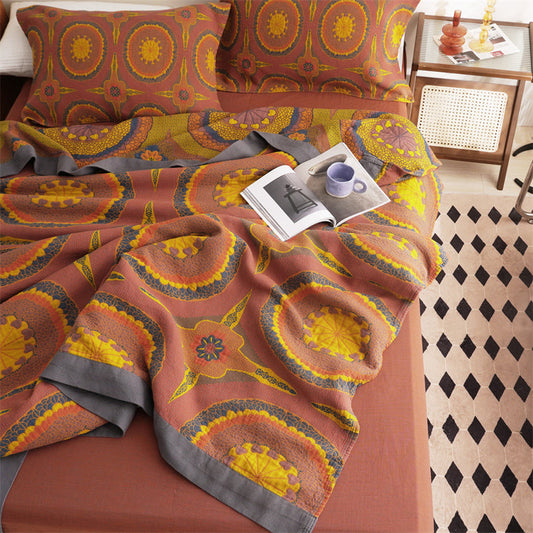 KTX-382803 Vintage Cotton Gauze Towel Quilt Sofa Blanket - Multi-Color Options Available, Soft and Stylish