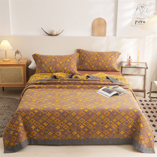 KTX-382803 Vintage Cotton Gauze Towel Quilt Sofa Blanket - Multi-Color Options Available, Soft and Stylish
