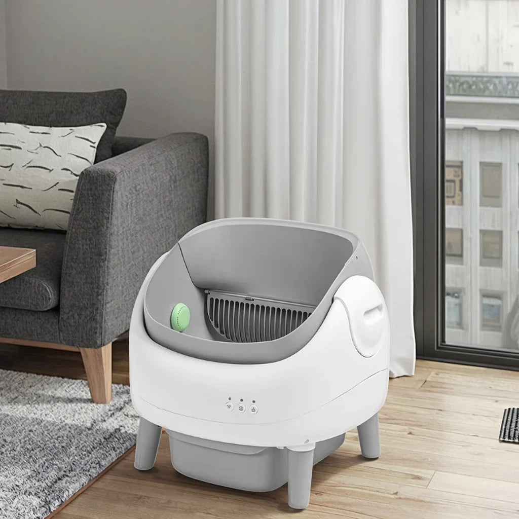 KTX-383251 Automatic Cat Litter Box with Easy Clean Feature, Travel Tray for Cats and Kittens, Large Capacity Plastic Design