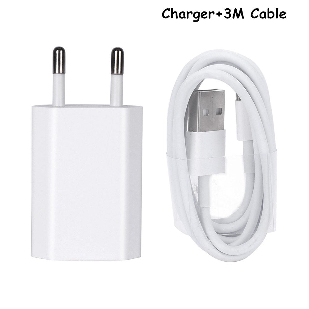 KTX-384019 Universal USB Travel Charger Compatible with iPhone 5, 5S, 6, 6S, X, iPad Air, Mini, and SE - 5V 2A Output