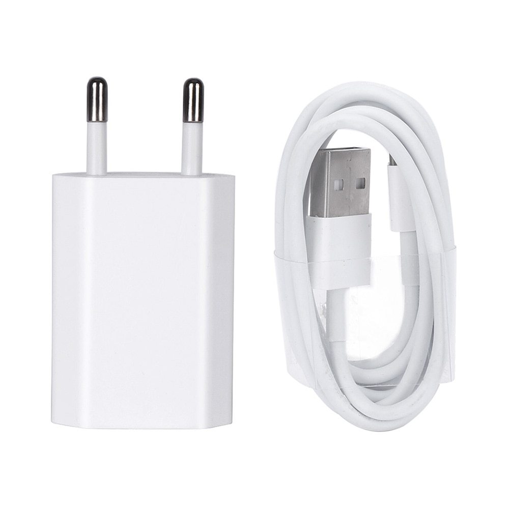 KTX-384019 Universal USB Travel Charger Compatible with iPhone 5, 5S, 6, 6S, X, iPad Air, Mini, and SE - 5V 2A Output