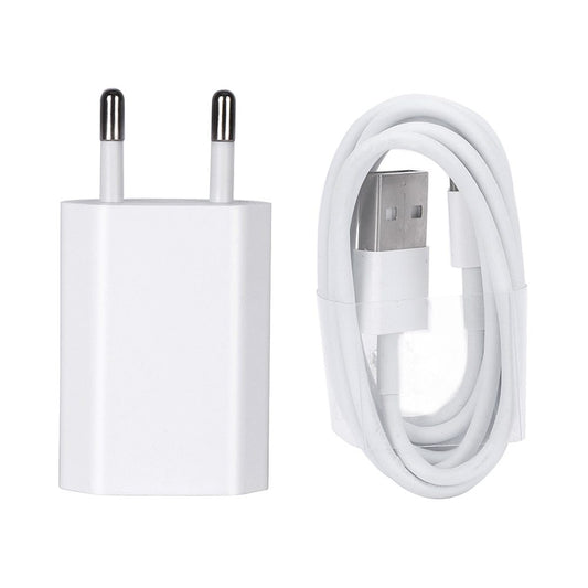 KTX-384019 Universal USB Travel Charger Compatible with iPhone 5, 5S, 6, 6S, X, iPad Air, Mini, and SE - 5V 2A Output