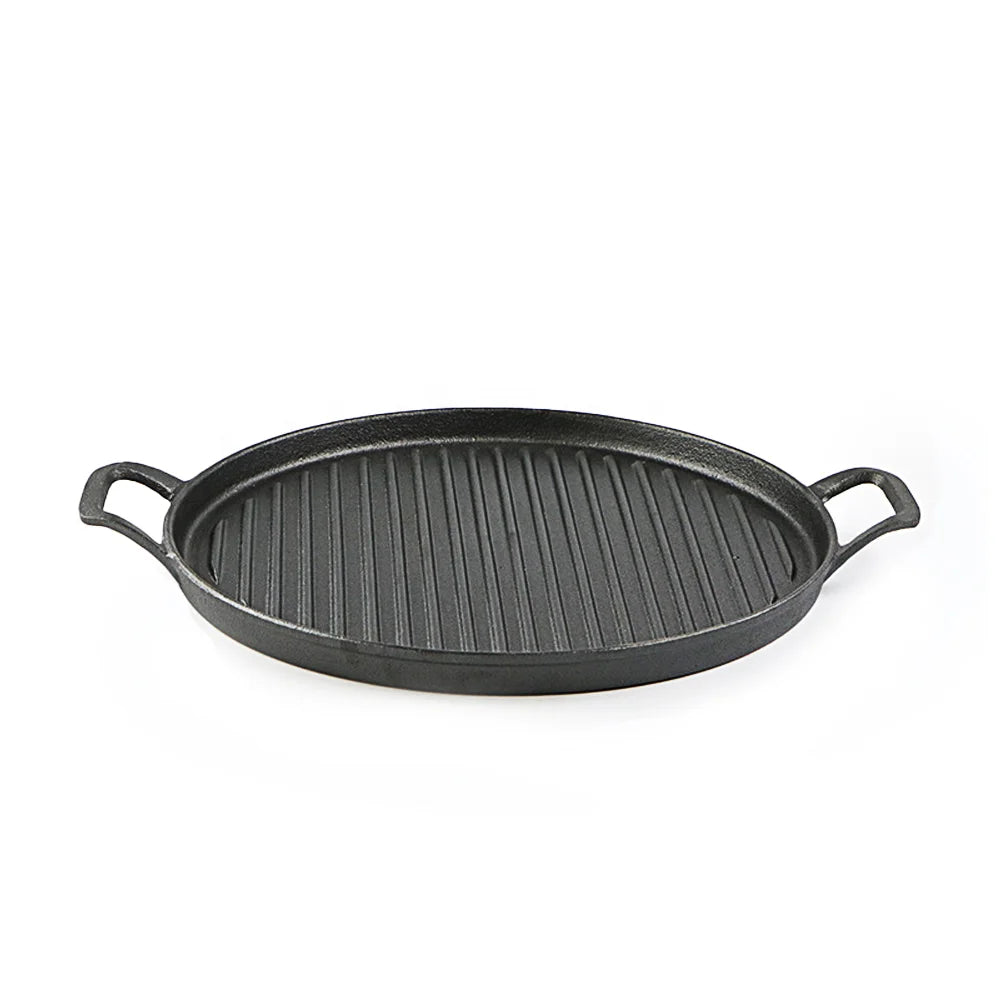 KTX-385619 Double Sided Cast Iron Griddle for Outdoor Camping and Kitchen Use - Model 20241108N
