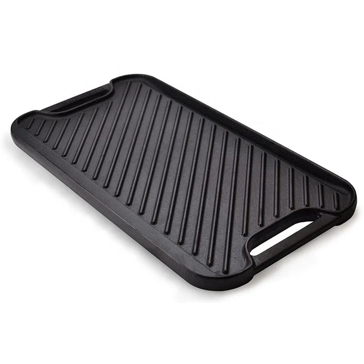 KTX-385619 Double Sided Cast Iron Griddle for Outdoor Camping and Kitchen Use - Model 20241108N