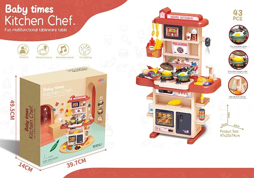 KTX-385939 Mini Kitchen Sink Play Set with 43 PCS Pretend Cooking Toys for Kids Ages 2 to 13