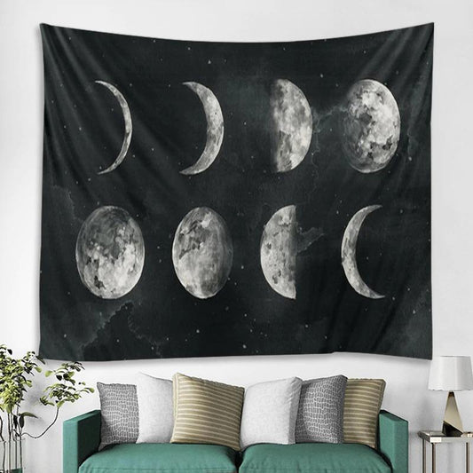KTX-386963 Moon Map Tapestry - Multifunctional Polyester Fiber Wall Decor and Sitting Blanket
