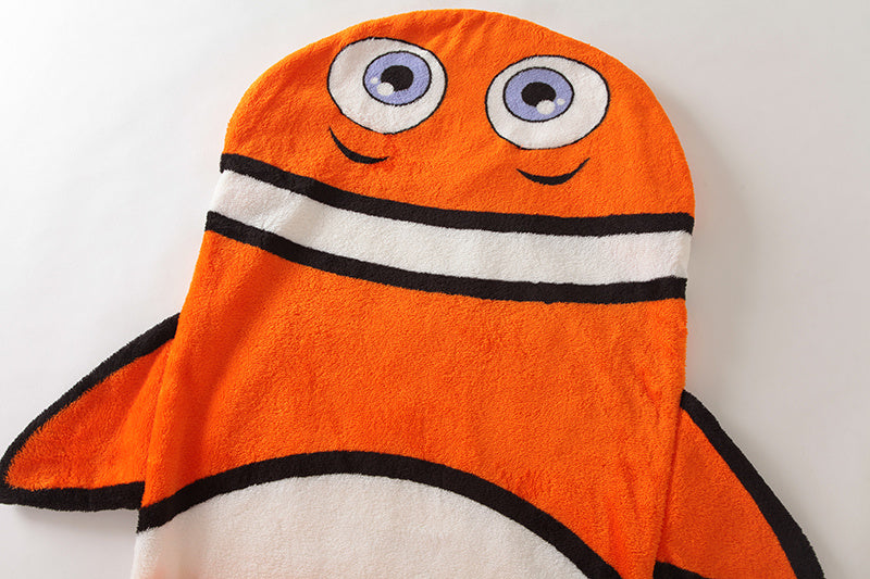 KTX-387091 Infant Soft Coral Pattern Cartoon Clown Fish Plush Sleeping Bag with Anti-Kick Design