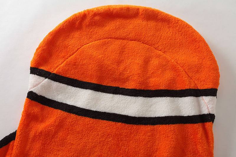 KTX-387091 Infant Soft Coral Pattern Cartoon Clown Fish Plush Sleeping Bag with Anti-Kick Design