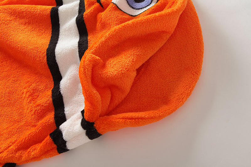 KTX-387091 Infant Soft Coral Pattern Cartoon Clown Fish Plush Sleeping Bag with Anti-Kick Design