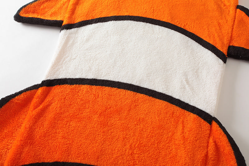 KTX-387091 Infant Soft Coral Pattern Cartoon Clown Fish Plush Sleeping Bag with Anti-Kick Design