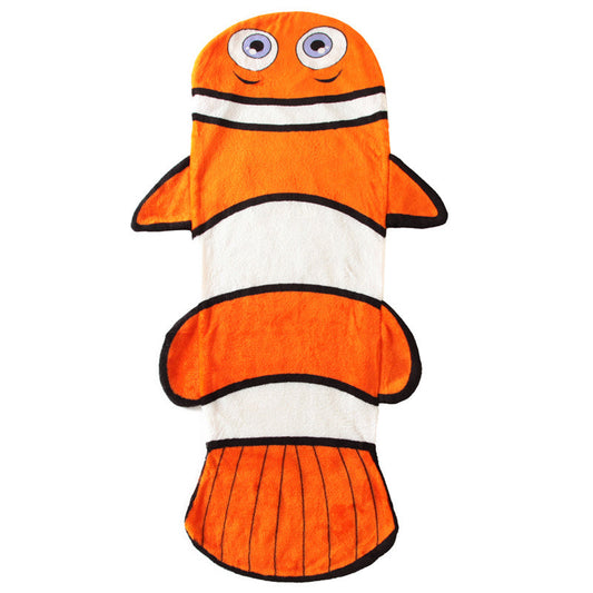 KTX-387091 Infant Soft Coral Pattern Cartoon Clown Fish Plush Sleeping Bag with Anti-Kick Design