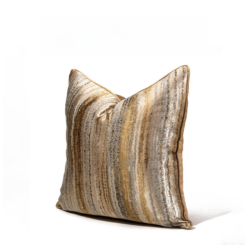 KTX-387219 Champagne Gold Striped Pillowcase for Modern Minimalist Living Room and Bedroom Décor
