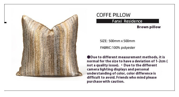 KTX-387219 Champagne Gold Striped Pillowcase for Modern Minimalist Living Room and Bedroom Décor