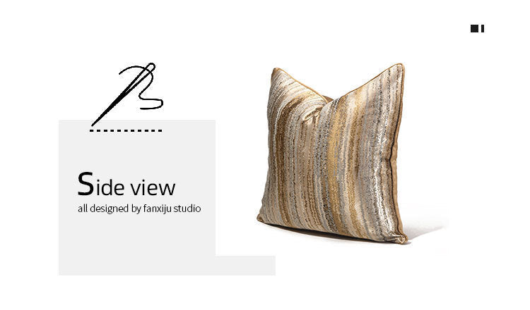 KTX-387219 Champagne Gold Striped Pillowcase for Modern Minimalist Living Room and Bedroom Décor