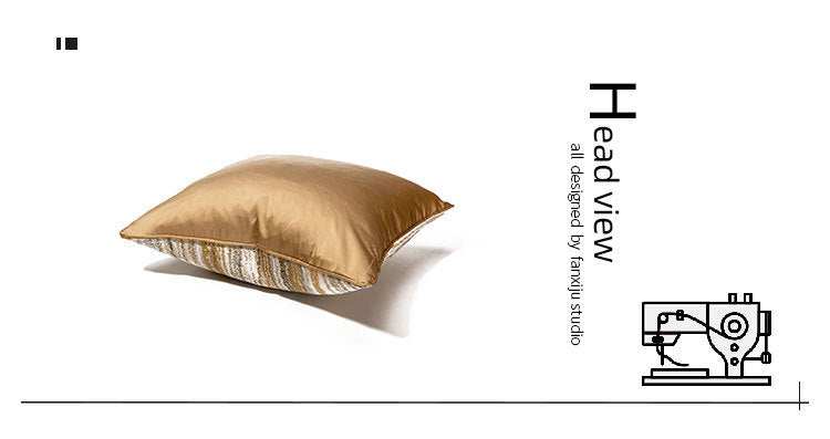 KTX-387219 Champagne Gold Striped Pillowcase for Modern Minimalist Living Room and Bedroom Décor