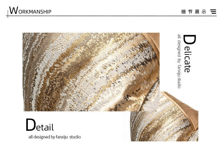 KTX-387219 Champagne Gold Striped Pillowcase for Modern Minimalist Living Room and Bedroom Décor