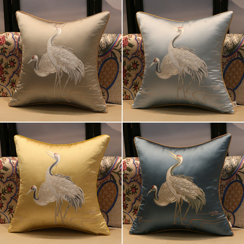 KTX-387731 Crane Pattern Polyester Cushion Cover for Home Decor - Various Sizes Available