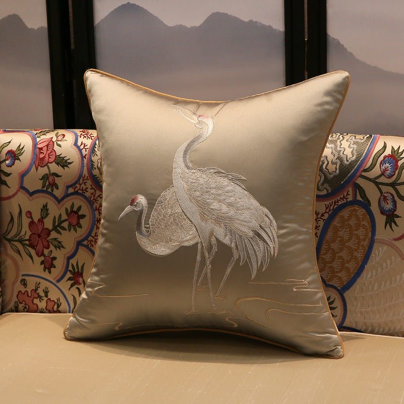 KTX-387731 Crane Pattern Polyester Cushion Cover for Home Decor - Various Sizes Available