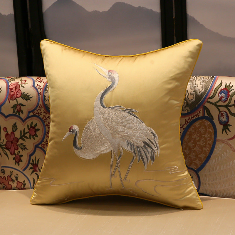 KTX-387731 Crane Pattern Polyester Cushion Cover for Home Decor - Various Sizes Available