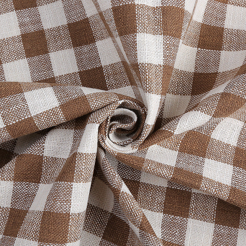 KTX-388243 Small Square Grid Polyester Fabric for Cushion Covers, Bags, and Accessories - 150cm Width