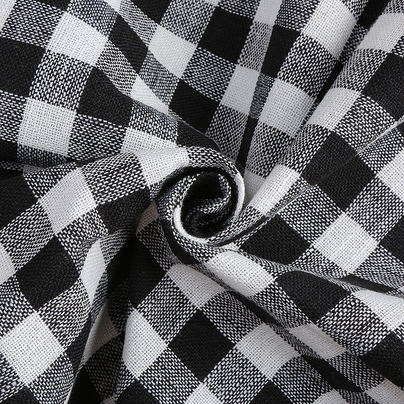 KTX-388243 Small Square Grid Polyester Fabric for Cushion Covers, Bags, and Accessories - 150cm Width