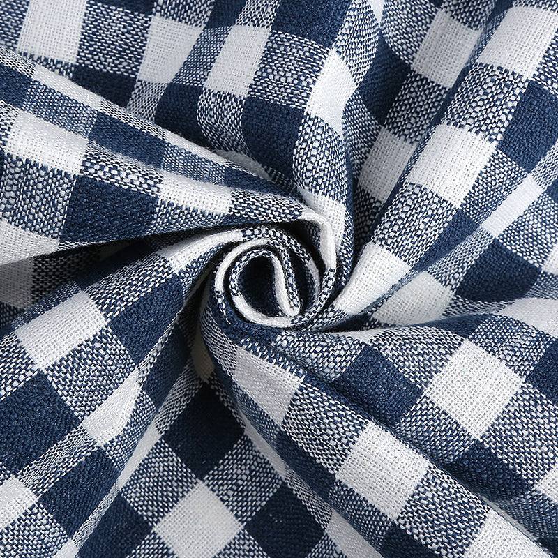 KTX-388243 Small Square Grid Polyester Fabric for Cushion Covers, Bags, and Accessories - 150cm Width